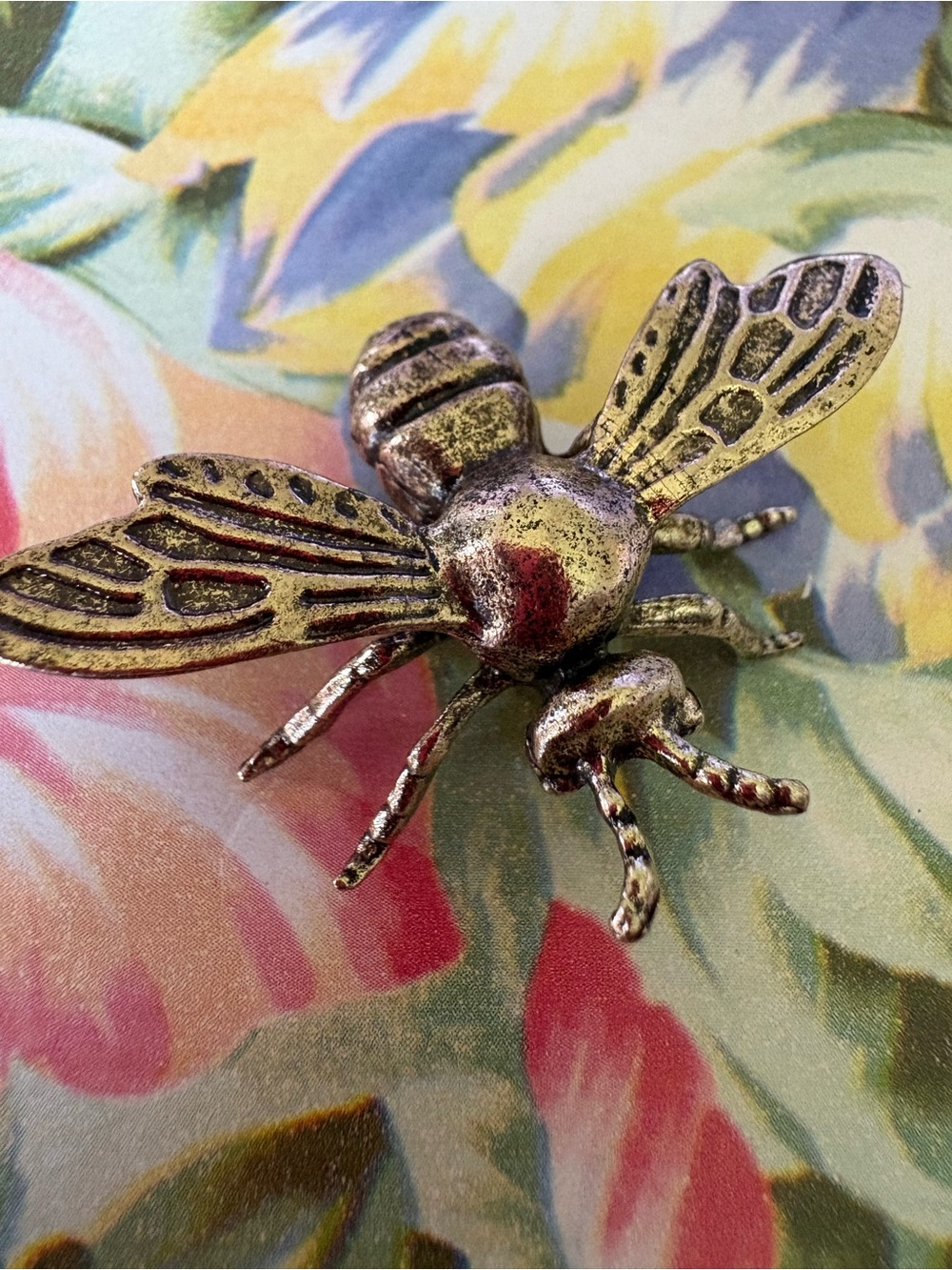 Antique look brass Bee figurine - Textured Metal